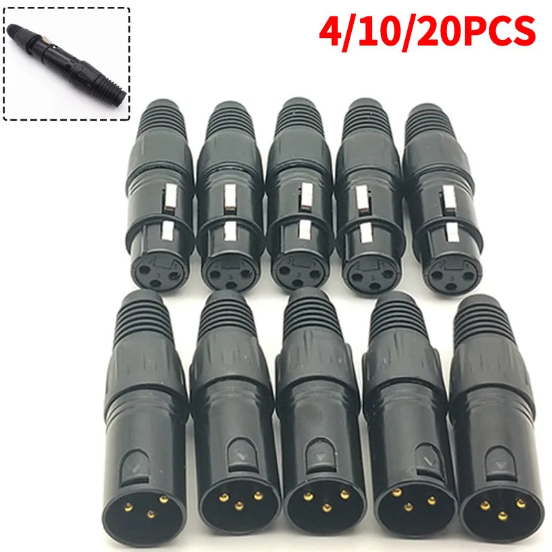 4/10/20PCS Gold-Plated 3-Pin XLR Male to Female Adapter, Balanced Audio Mic Connector for Microphone, Mixer, Speaker, Studio