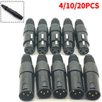 4/10/20PCS Gold-Plated 3-Pin XLR Male to Female Adapter, Balanced Audio Mic Connector for Microphone, Mixer, Speaker, Studio