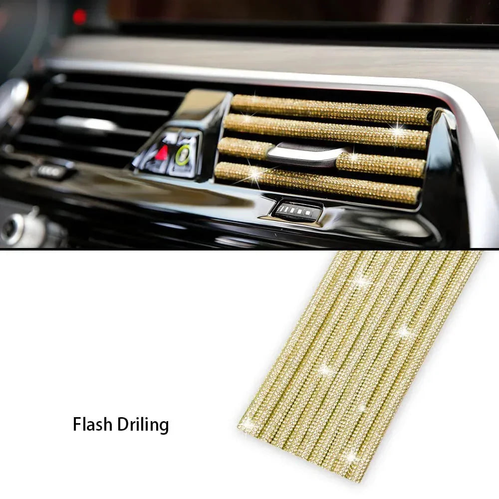 Car Vent Diamond Decorative Strip Fashion Luxury Car Air Conditioning Decoration Stripe Grille Sticker Accessories Amagi