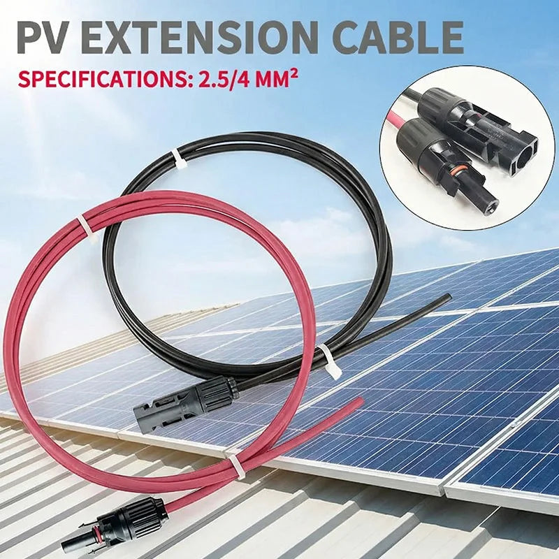 4/2.5mm² PV1-F Solar Extension Cable 1/2/3/5/10M Waterproof DC Connector Male Female Pair IP67 for Photovoltaic System