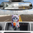 Acrylic Cat Pendant Key Chain 2D Flat Kitten Hanging Keychain Lifelike Kitten Bag Pendent Cartoon Animal Keyring Accessories