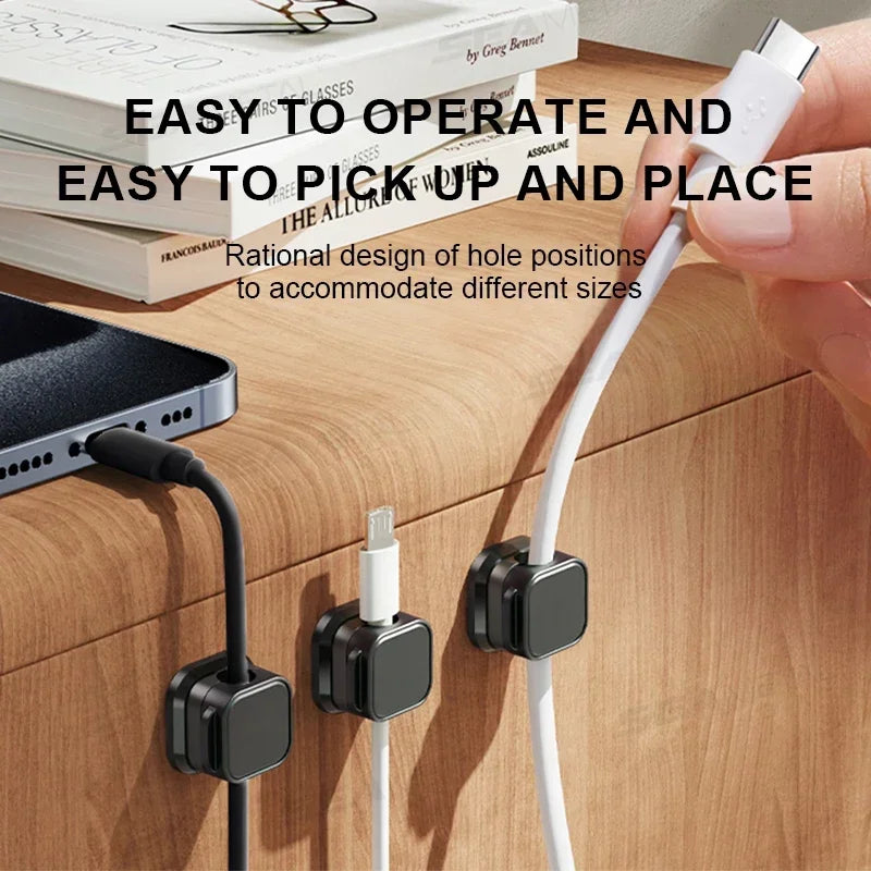 6/12 PCS Magnetic Cable Clips Cable Smooth Adjustable Cord Holder Under Desk Cable Management Wire Keeper Organizer Holder Amagi