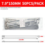 7.9mm Heavy Duty 304 Stainless Steel Zip Ties, Self-Locking Metal Straps for Industrial Machinery & Electrical Installations