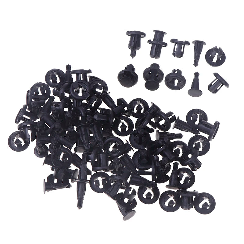 50/100Pcs 10mm Diameter 10mm Black Plastic Auto Fasteners Rivets Clips Vehicle Car Bumper Door Panel Liner Clips Retainer