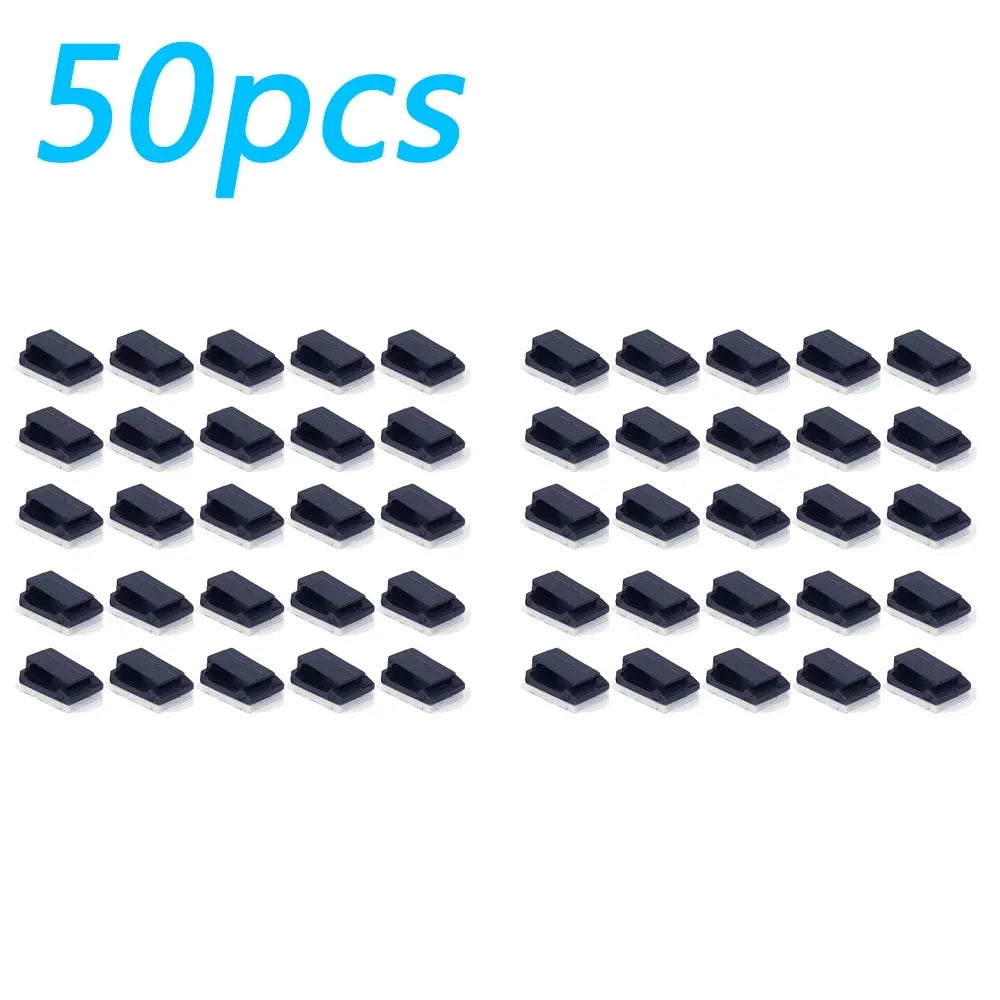 1-100Pcs Cable Clips Organizer Car Dashboard Self-Adhesive Drop Wire Holder Cord Manager Car Fixed Clamp Wire Clip Accessories