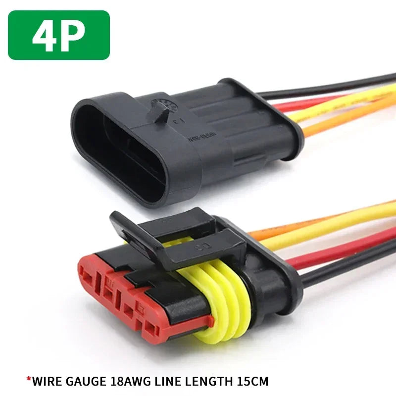 5/20/100 Sets HID 1/2/3/4/5/6 Pin Waterproof Auto Connector Kit with 15CM 18AWG Wire for Car/Truck Harness Wiring