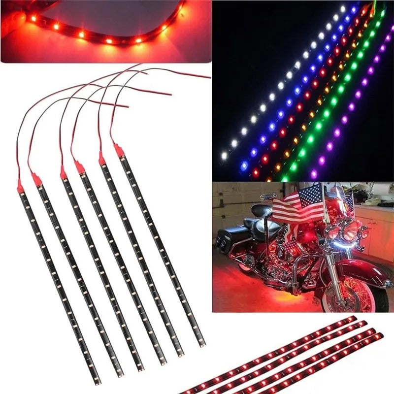 2/6PCS Waterproof DC 12V Motor LED Strip SMD Underbody Decorative strip Light For Car Motorcycle Beautiful Decorative Soft Light