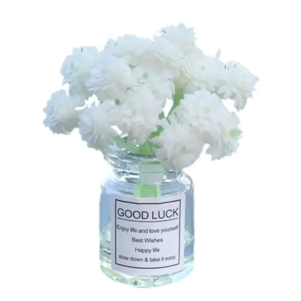 Car Interior Decoration Auto Dashboard Gadgets Ornament Cute Simulation Flowers Vase Sakura Gypsophila For Girl Woman Amagi