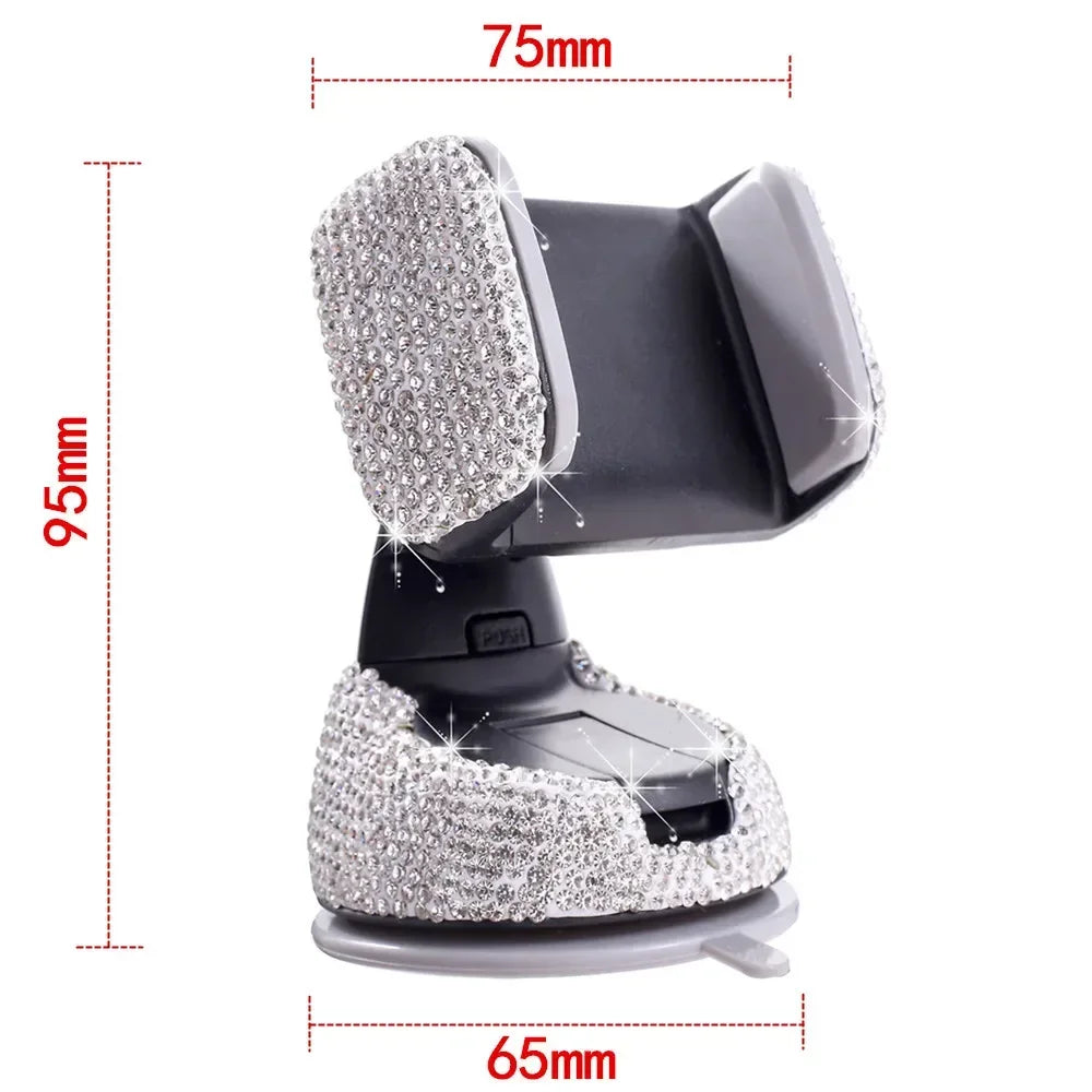 Elegant Rhinestone Car Phone Holder Universal Rotatable Secure Perfect for Easy Navigation and Style Interior Woman Accessories