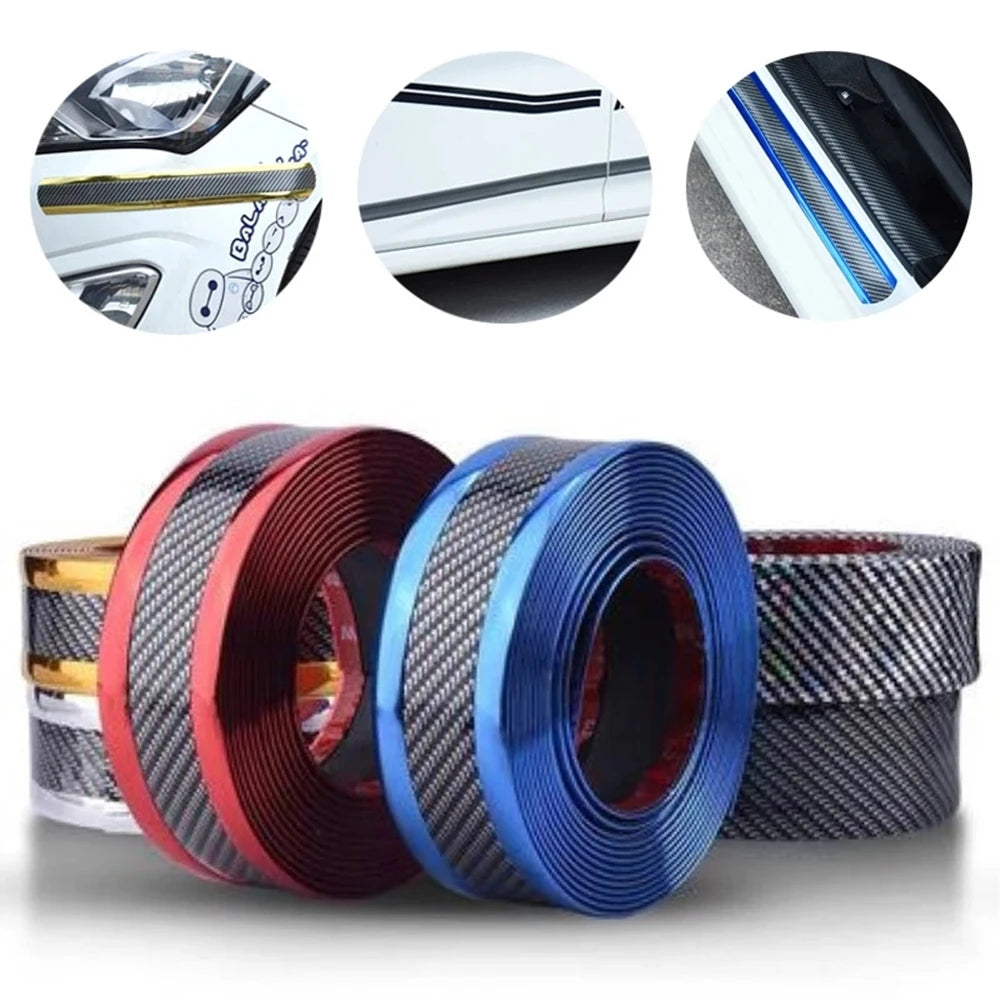 Car Stickers Anti Scratch Door Sill Protector Rubber Strip Carbon Fiber Threshold Protection Bumper Film Styling  Accessories