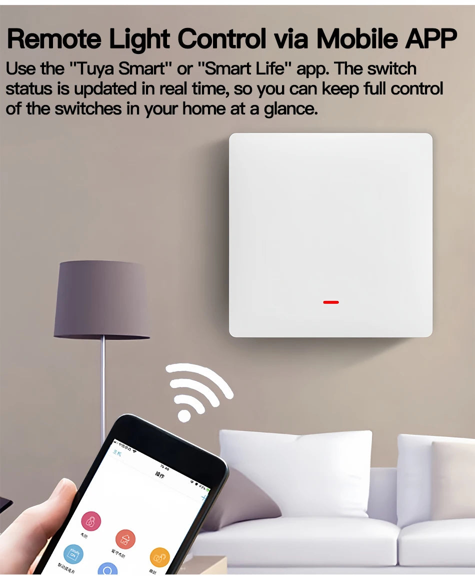 Tuya ZigBee Smart Light Switch No Neutral Wire No Capacitor Needed,1/2/3 Gang Wall Touch Interrupter Work with Alexa Google Home