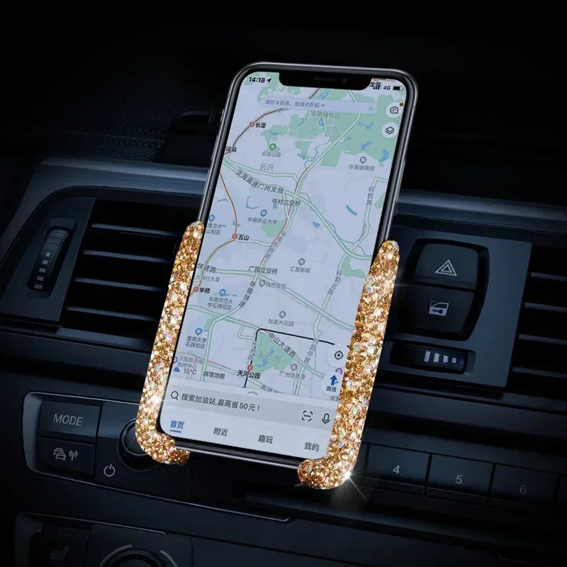 Car Phone Holder Women Diamond Crystal Car Air Vent Mount Clip Mobile Phone Holder Stand in Car Bracket Interior Amagi
