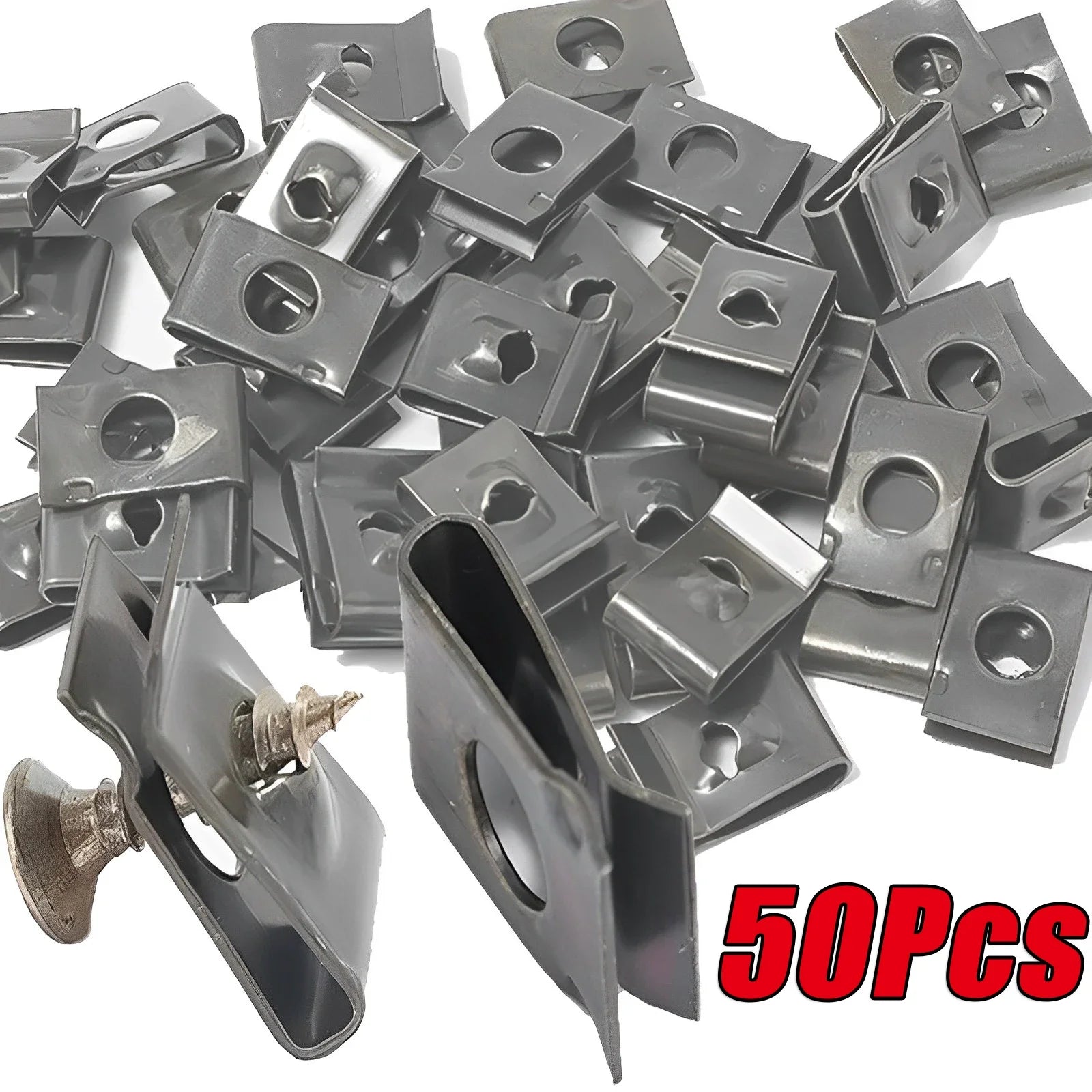 Metal U-Type Screw Fastener Clip Car Base Anti-rust Clamp Fastener Bumper Fender Trim Panel Fastener Board Protection Amagi