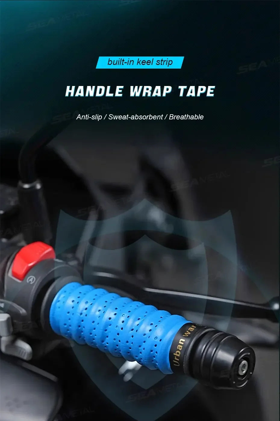 Ant-Slip Motorcycle Handlebar Tape Road Bike Bar Tape PU Handlebar Tape Soft Anti-Vibration Tape Bicycle Protection Straps Amagi