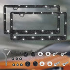 Car Glitter Crystal Sticker License Plate Frame Women's License Plate Frame Auto Parts 12.2*6.3in Three Colors Optional Amagi
