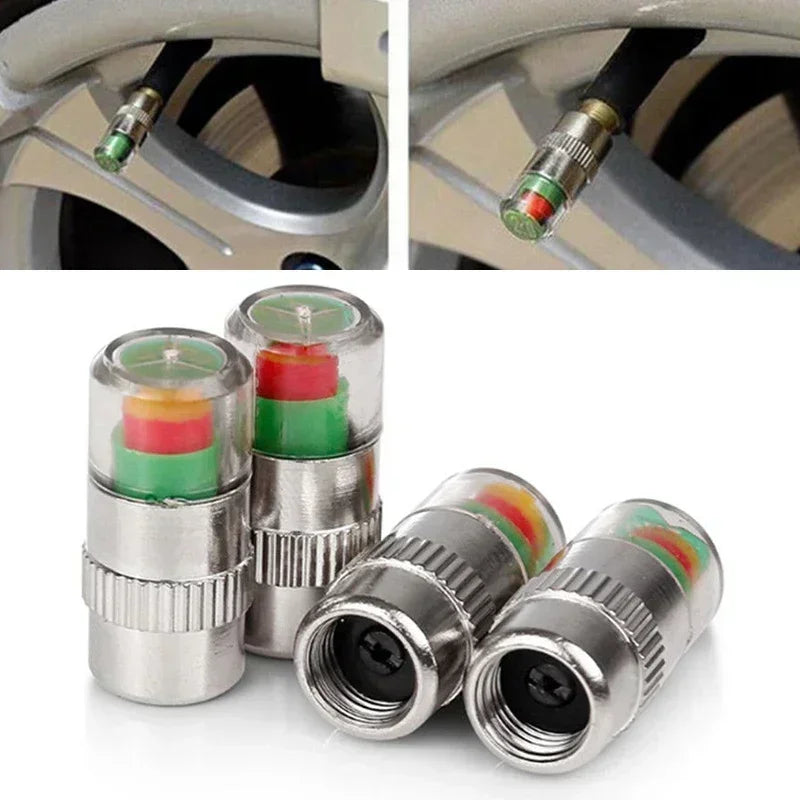 4/2pcs Car Tire Pressure Guage Valve Cap Sensor Indicator Alert Monitoring Tool Motorcycle Tyre Cap Indicator Air Pressure Gauge