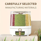 6-Compartment 360° Rotating Airtight Food Storage Container - Moisture-Proof for Cereal, Candy, Rice - Kitchen Pantry Organizer