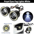 Hot 1Pcs 2.5'' 15W Car White COB LED Projector Angel Eyes Blue Ring DRL Fog Light Lamp