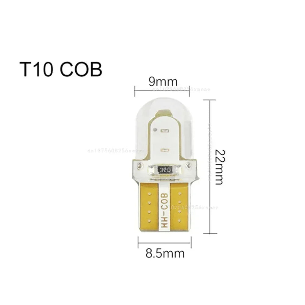 10pcs Car Interior Lamps T10 194 168 W5W COB 4 SMD LED CANBUS Silica Bright White Wedge Clearance License Light Bulbs Car Amagi