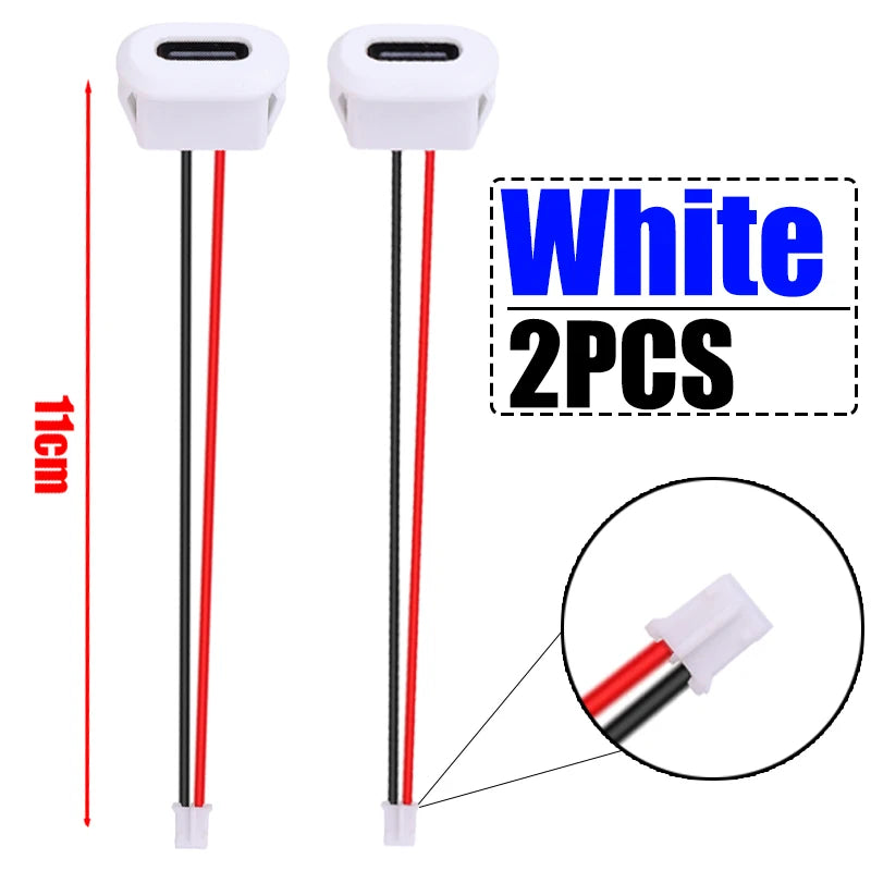 6/2PCS Type-C Female 2Pin USB Connector Type-C Waterproof with Female Socket Fast Charging Jack Charging Port USB-C Charger Plug
