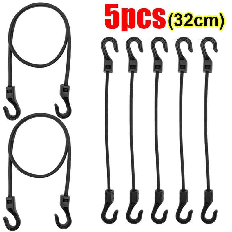 Heavy Duty Bungee Cords with Hooks Elastic Tie Down Straps for Car Roof Rack Motorcycle Luggage Cargo Net Camping Tent Rope