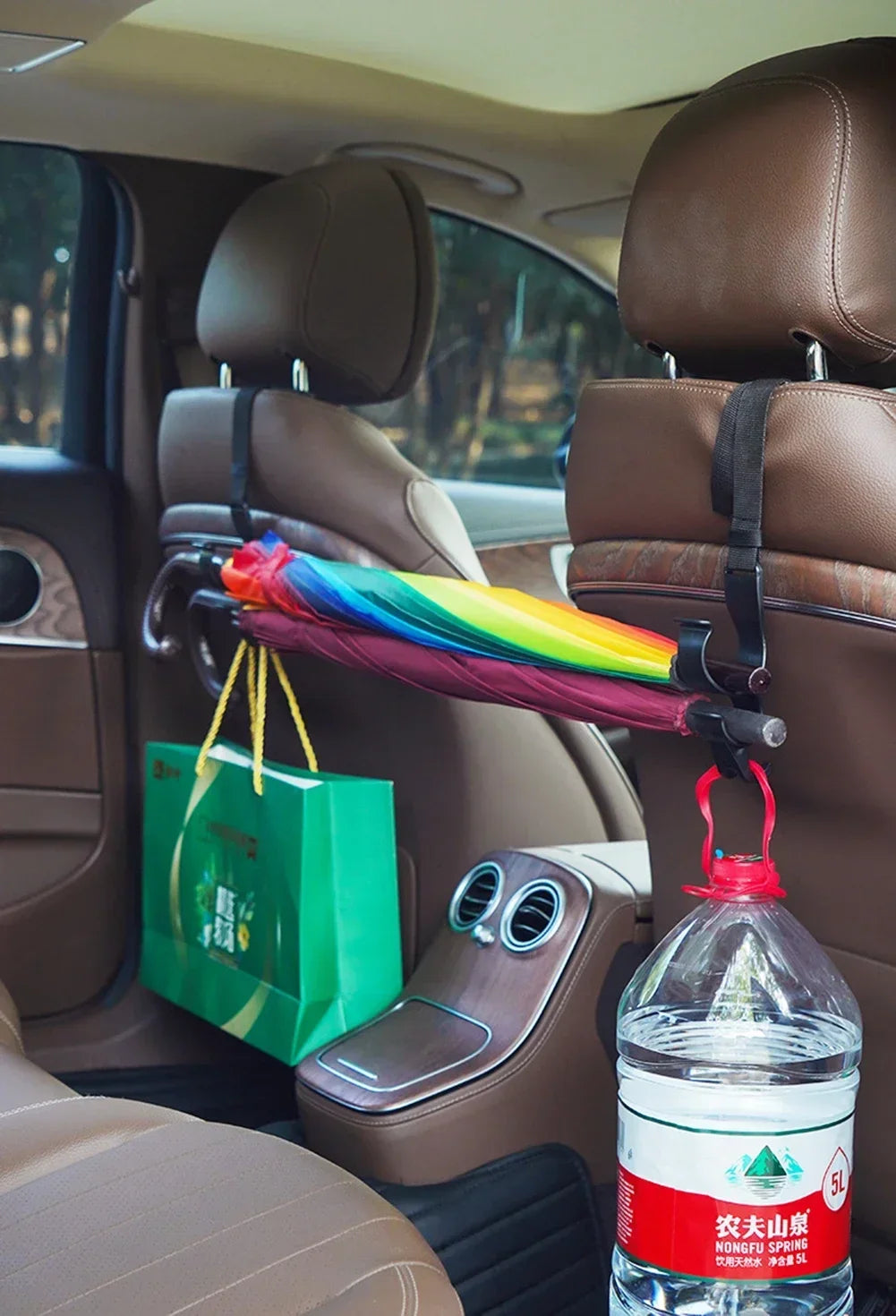 2pcs Car Trunk Storage Hook For Bag Umbrella Fishing Rod Holder Universal Seat Back Organizer Bracket Interior Stowing Tidying