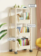 Mobile Storage Shelf] Mobile Plastic Storage Shelf Unit with Wheels - Practical Shelf for Living Room, Bedroom, Dormitory Amagi