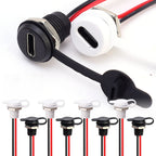 Flush Mount USB Type C Waterproof Receptacle 5V 3A Female Socket Pigtail 2 Pin Power Connector Retrofit Auto RV Marine Car Parts