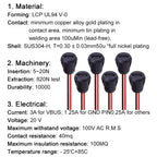 1-20pcs USB Connector Type-C Waterproof with Female Socket 2Pin Fast Charging Jack Charging Port USB-C Charger Plug Socket Tools
