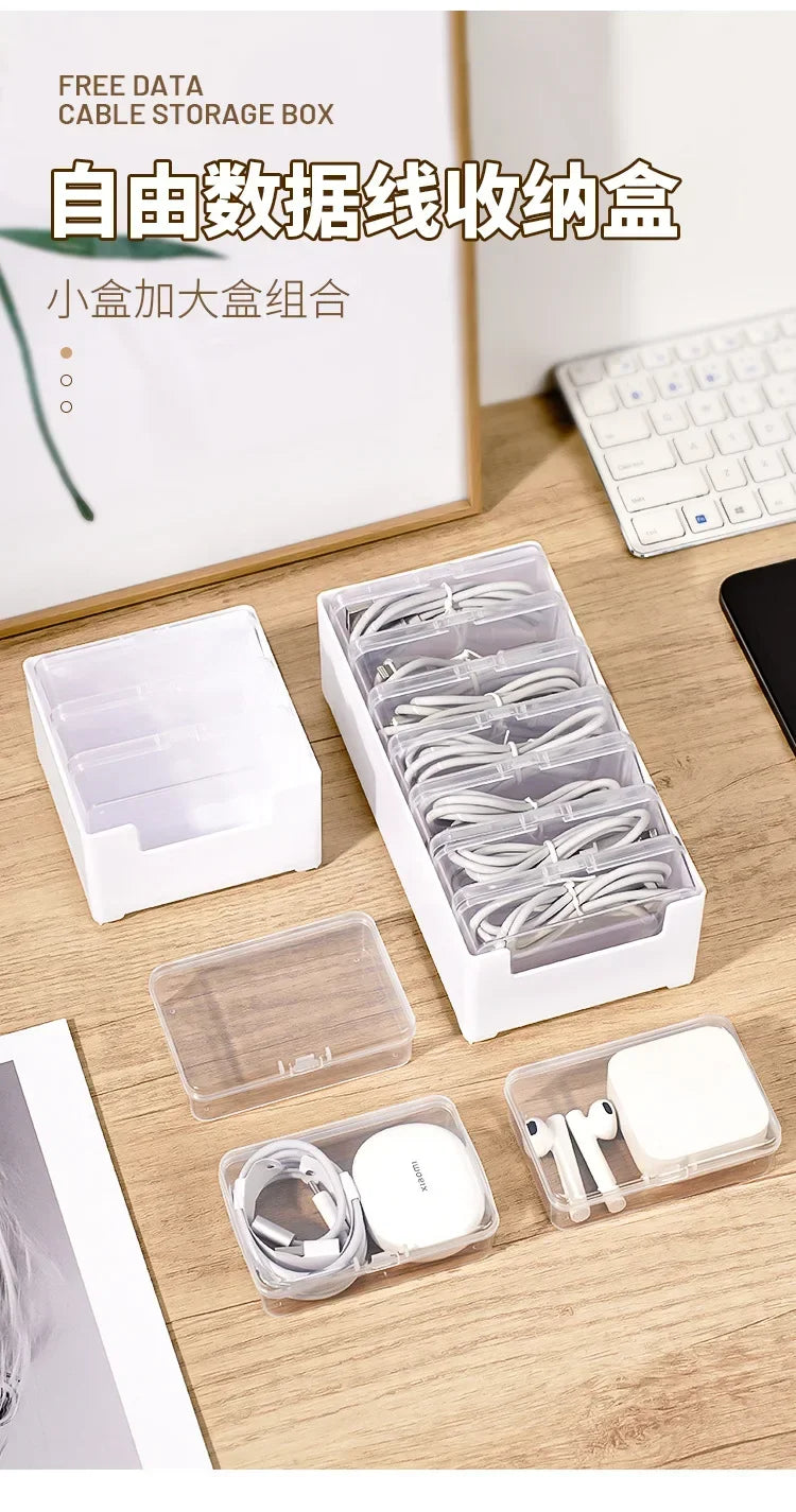 Data Cable Storage Box Home Phone Charger Separate Storage Box Desktop Cable Organizer Multifunctional Storage Organizer Amagi