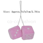 Dice For Car Mirror Auto Rear Mirror Plush Dice Soft And Fuzzy Car Charm Interior Ornament For Sedan Truck SUV Hangable Amagi