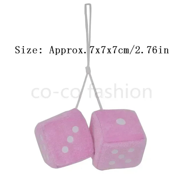 Dice For Car Mirror Auto Rear Mirror Plush Dice Soft And Fuzzy Car Charm Interior Ornament For Sedan Truck SUV Hangable Amagi