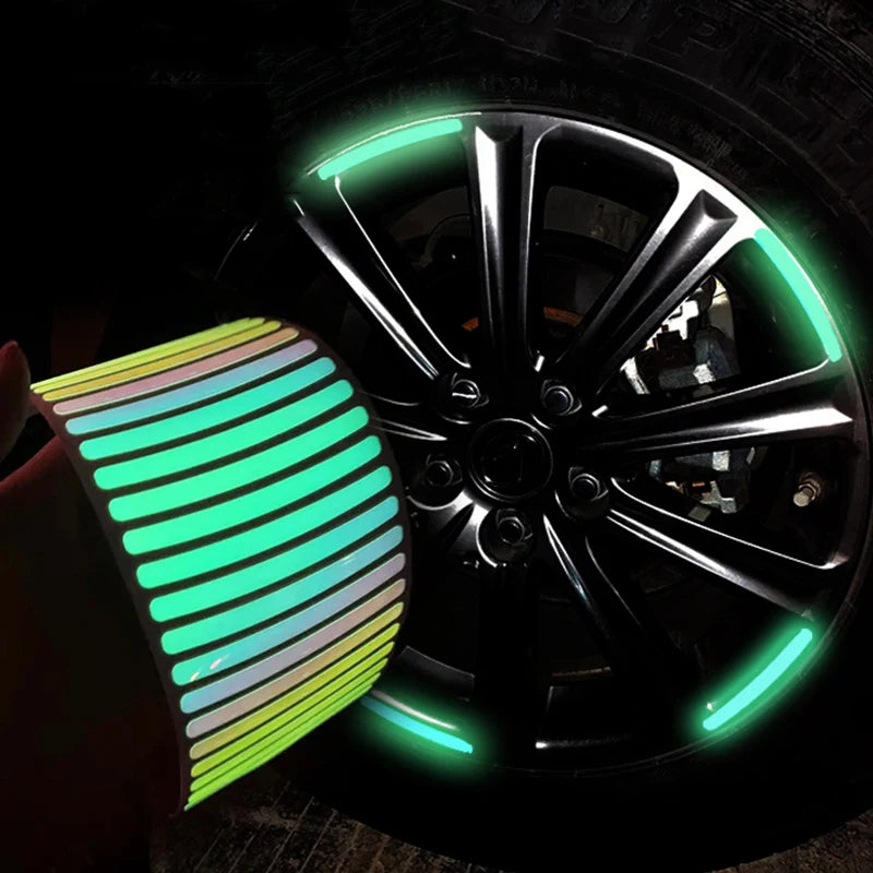 10pcs Car Wheel Hub Reflective Sticker Decorative Strips For Volkswagen Golf 4 5 7 6 Chevrolet Cruze Honda Civic Accord 2023