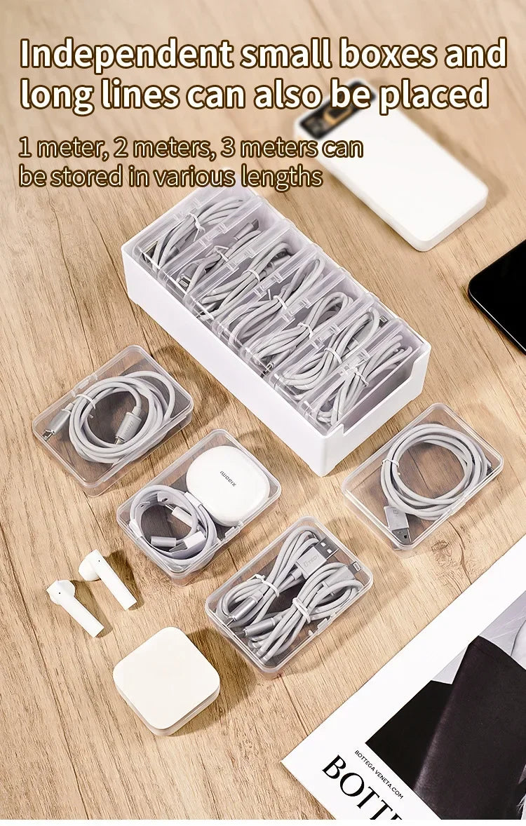 Data Cable Storage Box Home Phone Charger Separate Storage Box Desktop Cable Organizer Multifunctional Storage Organizer Amagi