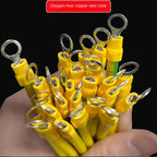 100 PCS Solar Photovoltaic PV Panel Earth Cable BVR 10/12/14 AWG Red Copper Yellow Green Grounding Wire With O Ring Terminal