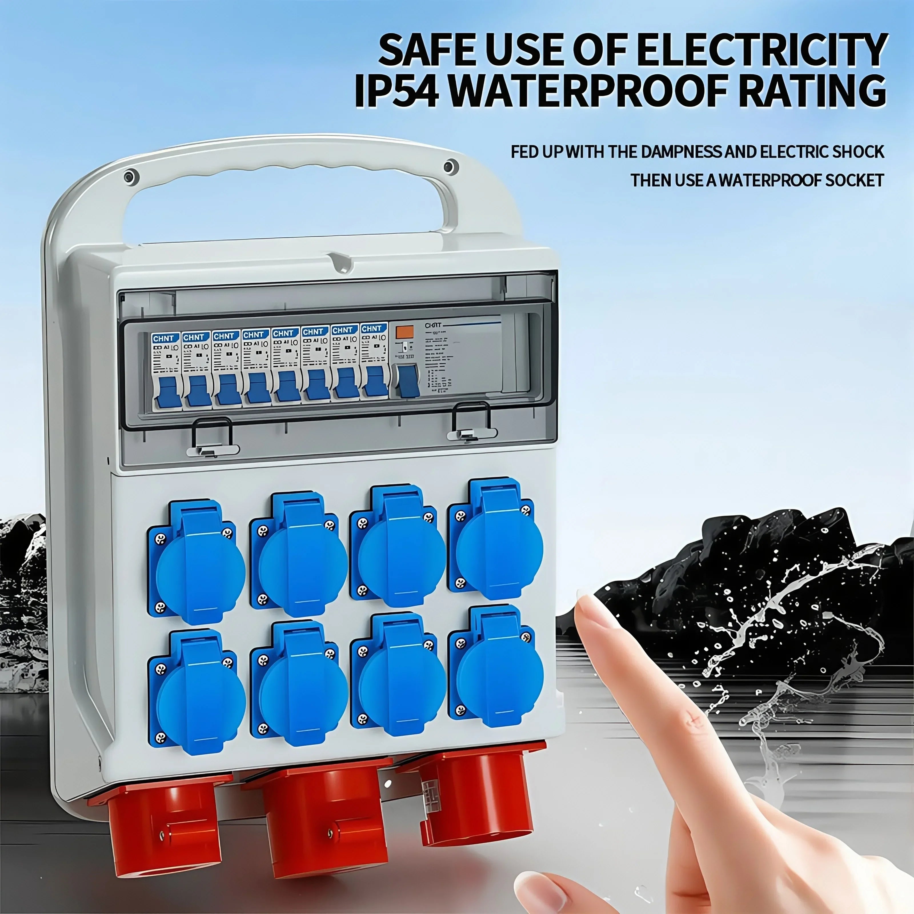 IP54 16A Outdoor Socket with Flip Cover | Euro/UK/BR Plug Waterproof for Garden & Industrial Use - Heavy Duty Explosion-Proof