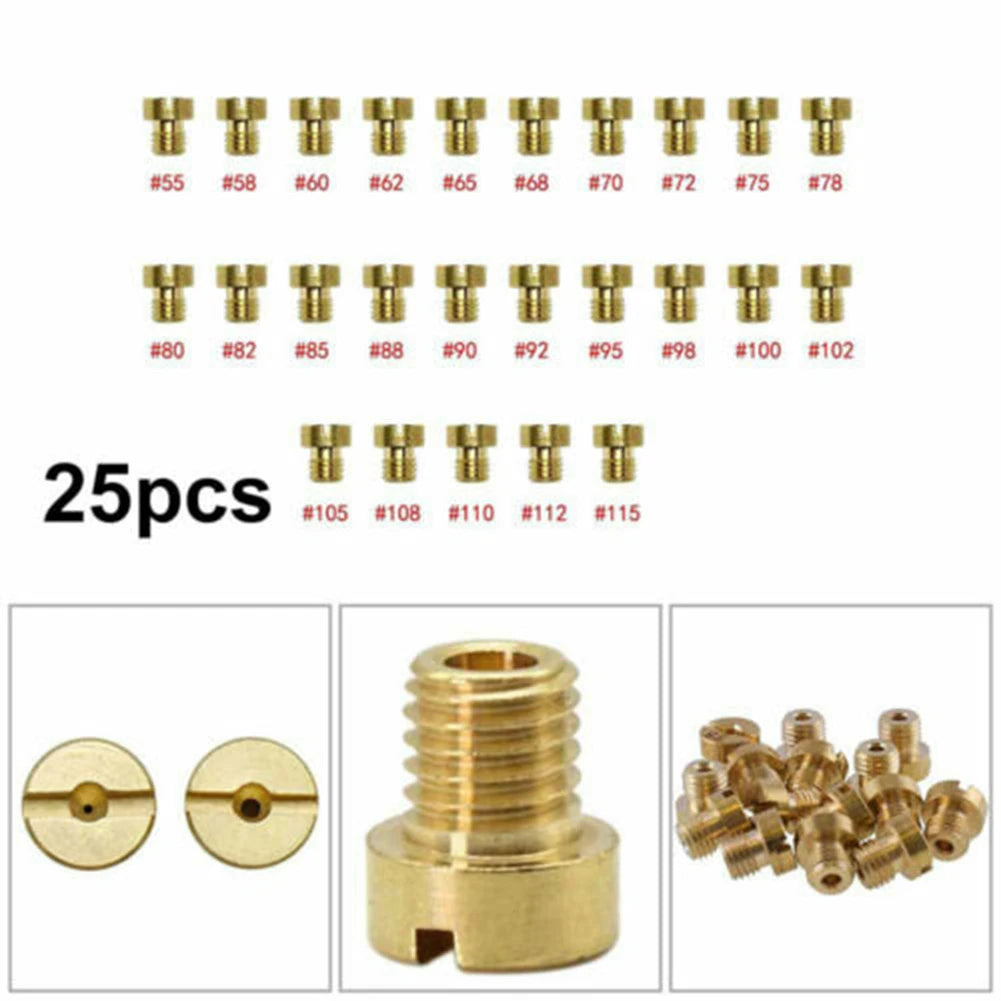 25pcs Carburetor Main Jet 55-115 M6 For Dellorto & For Mikuni 6mm Thread Carburetors Injector Nozzle Main Jet Set