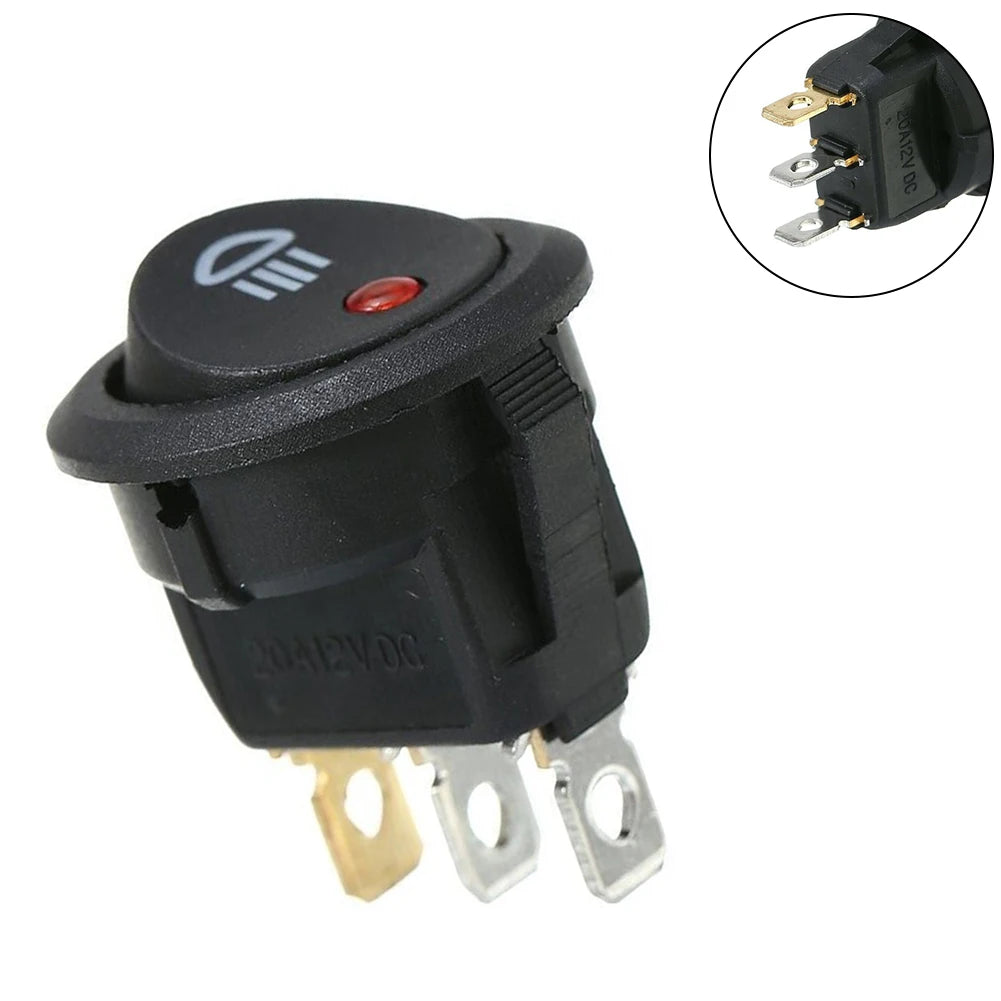 1 PC 23mm Car On  Off Rocker Switch Round 12V Red Led  Fog Light Lamp Symbol Car Van Truck  ABS Plastic Fog Light Switch