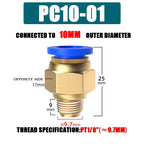 10/50PCS Pneumatic Fitting Air Connector PC 4mm 6mm 8mm 10mm 12mm Thread 1/8" 1/4" 3/8" 1/2" Hose Fittings Pipe Quick Connectors