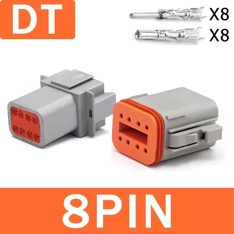 1Set Deutsch DT Series Multi-Pin Bundle (2P/3P/4P/6P/8P) | 22-16AWG Sealed Plug & Socket for Auto Electronics Upgrade DT04-2P