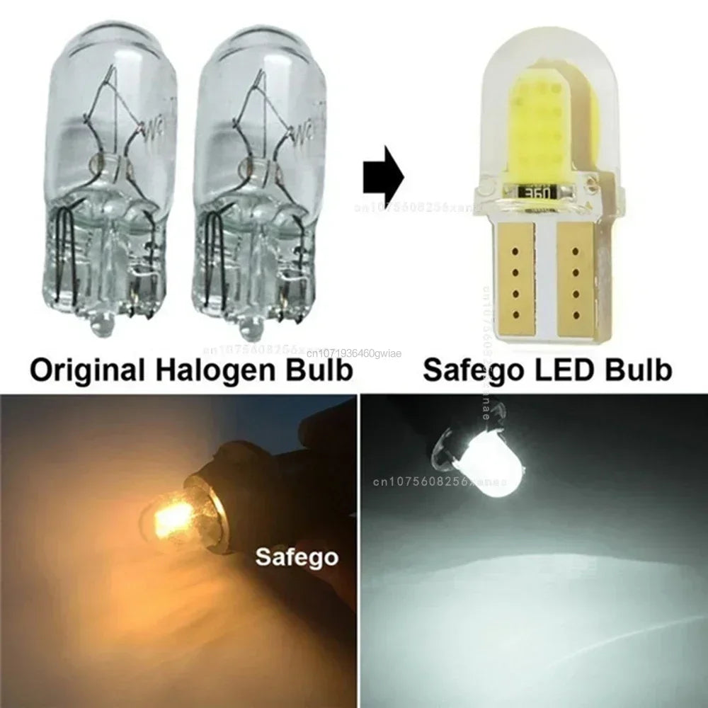 5/40PCS Light Bulbs LED W5W T10 COB 4SMD Led Parking Bulb Auto Wedge Clearance Lamp Canbus Silica Bright White License Amagi