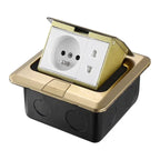 Floor Electrical Outlet Pop Up Kitchen Countertop Waterproof Sockets Pop Out Receptacle Stainless Steel Box Golden Cover 15A