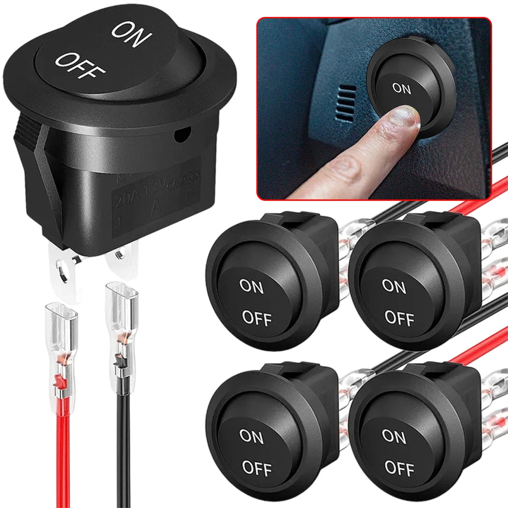 1/5/10pcs Car Motorcycle Toggle ON-OFF 2 Pin Rocker Switch with 16CM Pre-Wired Terminals 12V/24V Power Switch for Marine Boat