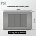 Stainless Steel Wall Socket 118x75mm Italian-Style with USB-C & Schuko Chilean Plug - Brushed Finish for Home/Office