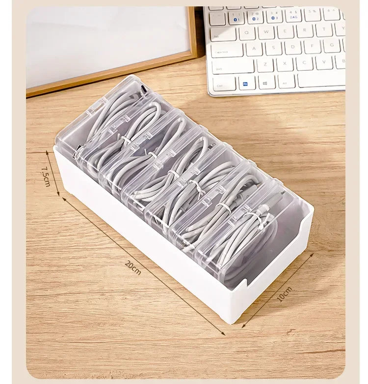 Data Cable Storage Box Home Phone Charger Separate Storage Box Desktop Cable Organizer Multifunctional Storage Organizer Amagi
