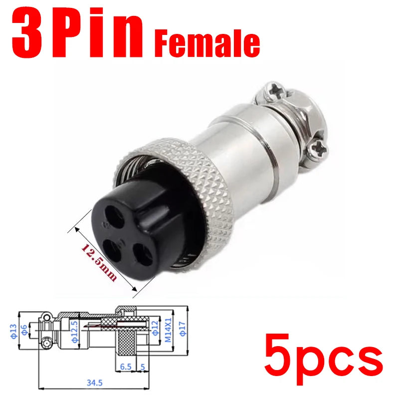 5Pcs GX16 Aviation Connector 2/3/4/5/6/7/8/9/10 Pin Male Plug Female Socket 16mm Wire Panel Mount Nut Type Circular Adapter