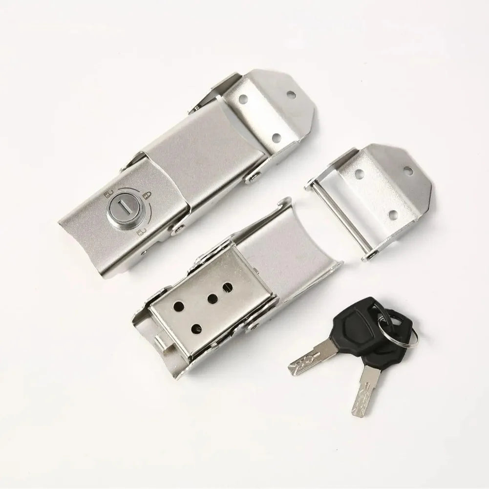  Detachable Stainless Steel Buckle Lock Motorcycle Trunk Lock Hinge Lock 2 Key Anti Theft Motorbike Rear Trunk Case Lock Fittin