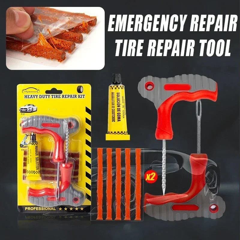 Car Tire Repair Tool Kit with Rubber Strips Tubeless Tyre Puncture Studding Plug Set Motorcycle Truck Vacuum Tire Repair Amagi