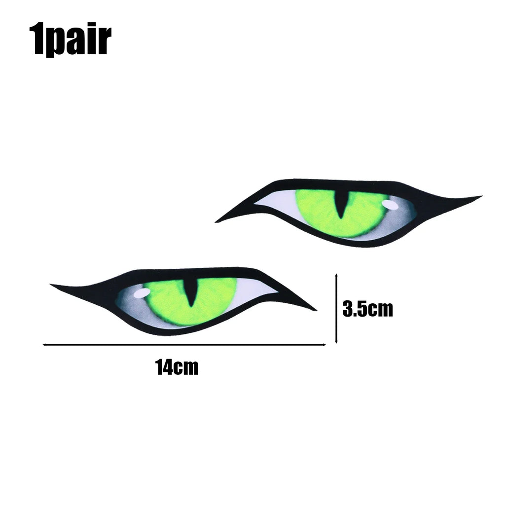 3D Reflective Eyes Stickers for Motorcycle Scooter Windshield Auto Decorative Night Light Safety Front Car Stickers Waterproof