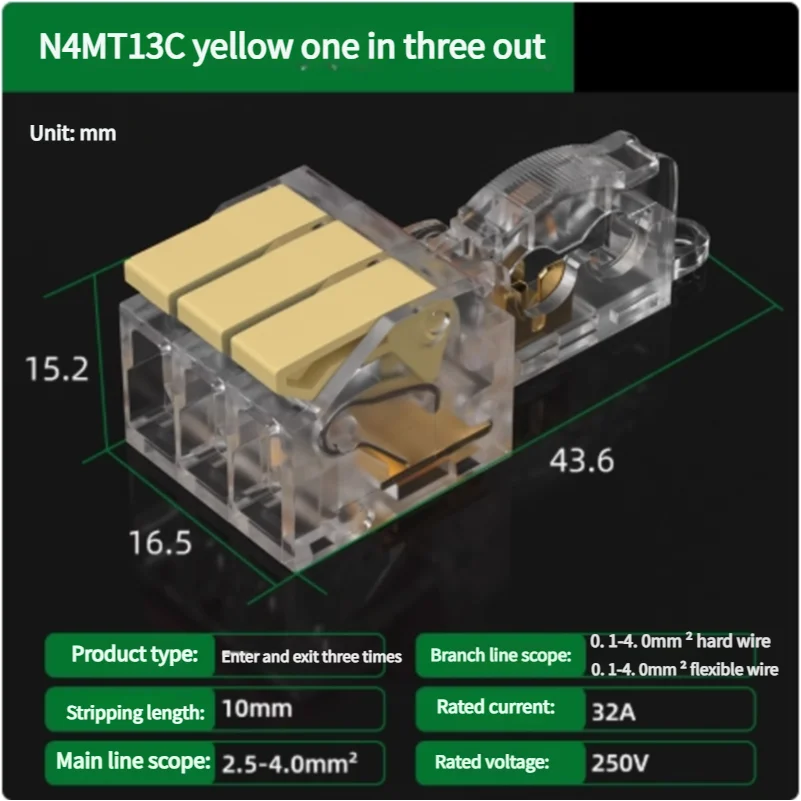 T-Type No-Stripping Quick Wire Connector Terminal Block ,Wire Splitter/Combiner Fast Connector for Household Electrical Wiring